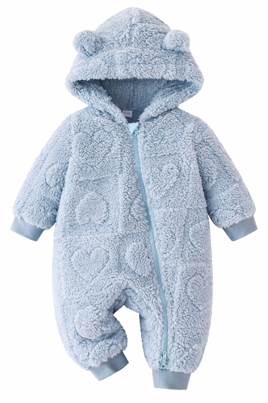 Newborn Baby Jumpsuit Bear Ear Hooded Fleece Rompers Long Sleeve Snowsuit Winter Warm Outwear Outfits