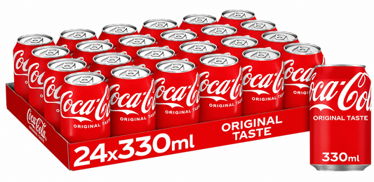 Coca-Cola Original Taste, Pack of 24 Cans x330 ml, Crisp Coke Soft Drinks, Serve Cola Drinks Ice Cold for Maximum Refreshment