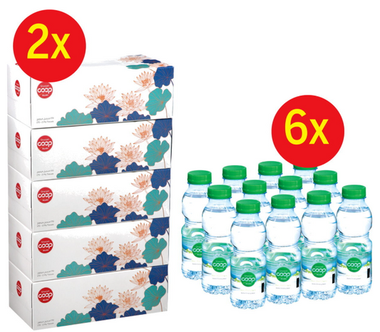 Sharjah Spring Water 200ml x 12 x 6 + Facial Tissue 2-Ply 170S x 2