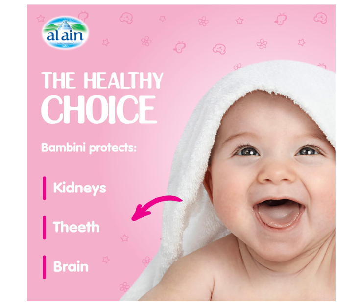 Al Ain Water Bambini, 1.5L Water, Pack of 6, Food Preparation Bottled Water, Ready to Use, Formulated Especially for Babies