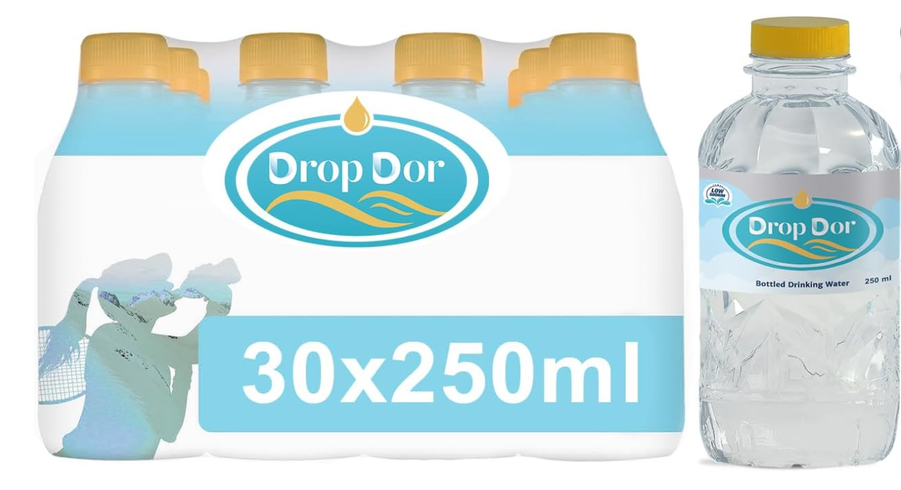 Drop Dor water, Low Sodium, Refreshing and Hydrating, Balanced Still Bottled Drinking Water, 30 x 250 ml