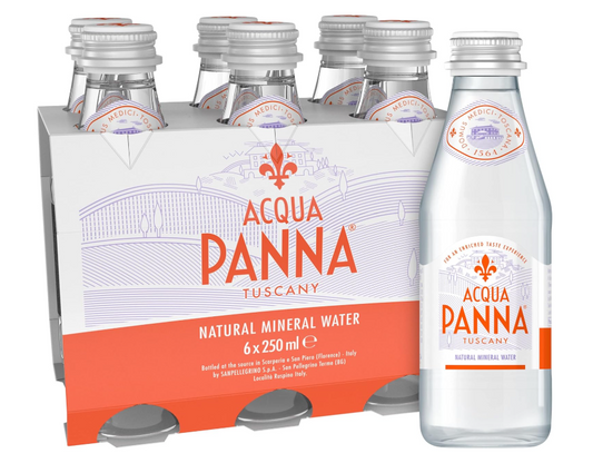 Acqua Panna Still Natural Mineral Water Glass Bottle, 6 x 250 ml
