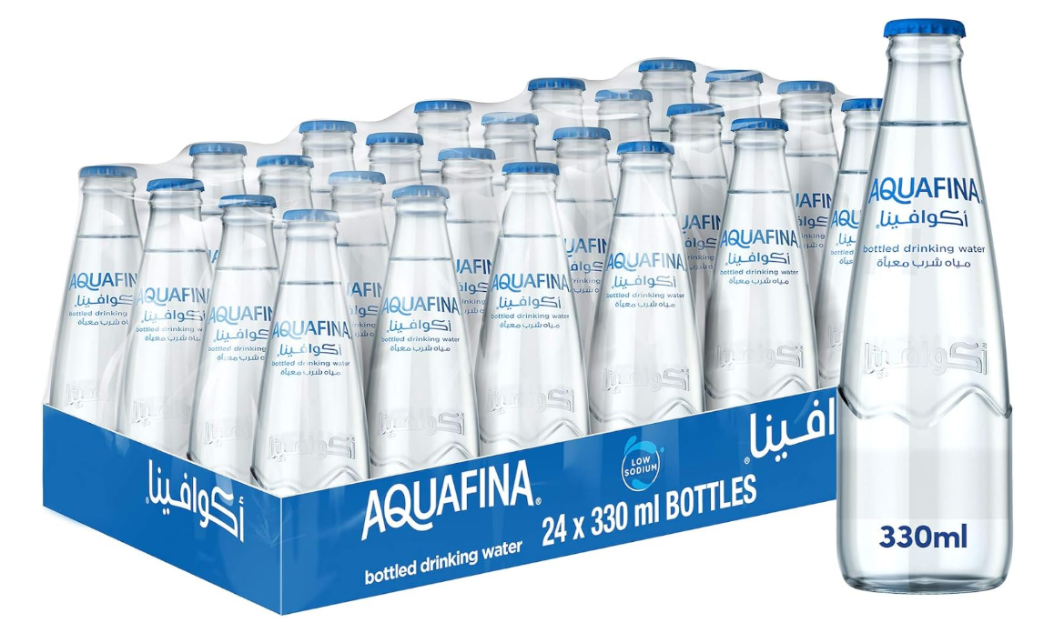 Aquafina Drinking Water, Glass Bottle, 330ml, Pack of 24