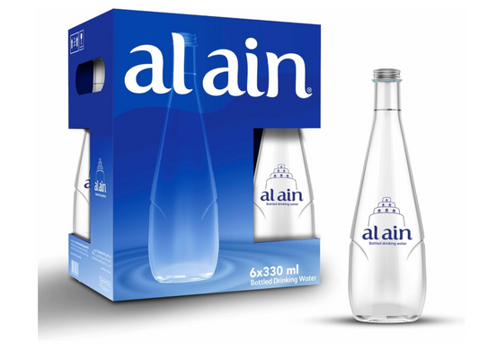 Al Ain Still Water 330ml, Pack of 6, Low Sodium Glass Bottled Water, Contemporary and Elegant Al Ain Water Bottles