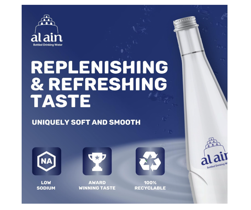 Al Ain Still Water 330ml, Pack of 6, Low Sodium Glass Bottled Water, Contemporary and Elegant Al Ain Water Bottles