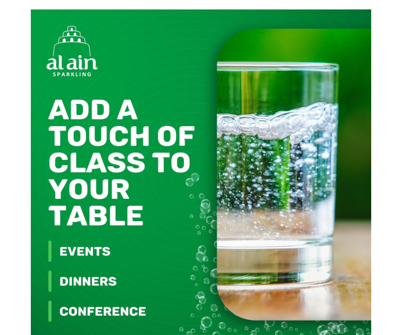 Al Ain Sparkling water 750ml, Pack of 4, Sparkling Water in a Contemporary and Elegant Glass, Al Ain water Reusable Bottles