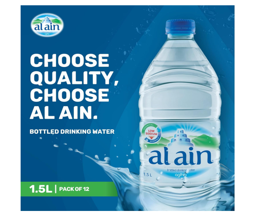 Al Ain Water 1.5L, Pack of 12, Low Sodium Water, Balanced Mineral Composition Nourishing Package design may vary