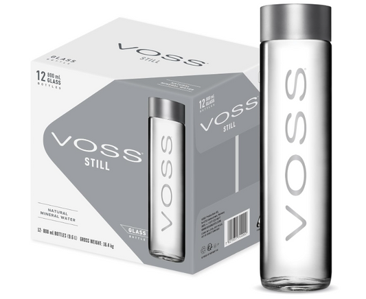 Voss Natural Mineral Water, 800ml X12 Still Glass Bottles