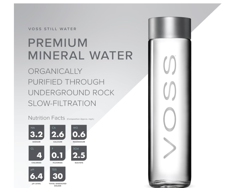 Voss Natural Mineral Water, 800ml X12 Still Glass Bottles