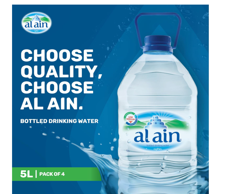 Al Ain Water 5L, Pack of 4, Low Sodium Water, Balanced Mineral Composition Nourishing