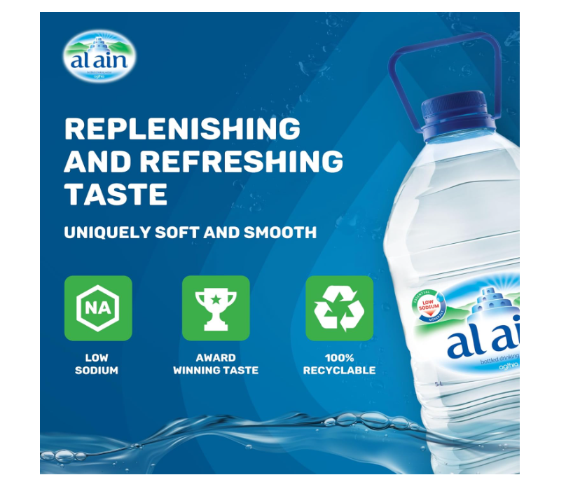 Al Ain Water 5L, Pack of 4, Low Sodium Water, Balanced Mineral Composition Nourishing
