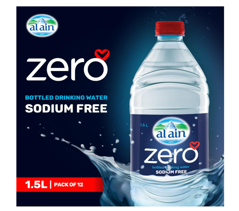 Al Ain Zero, 1.5L Sodium-Free Water, Pack of 12, pH Neutral Bottled Water