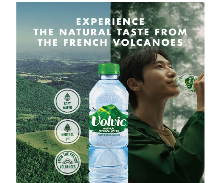 Volvic Natural Water, Mineral Drinking Water, Sustainably Sourced & Volvican Spirited Water Bottle, Case Of 24 X 500ml Volvic Bottles