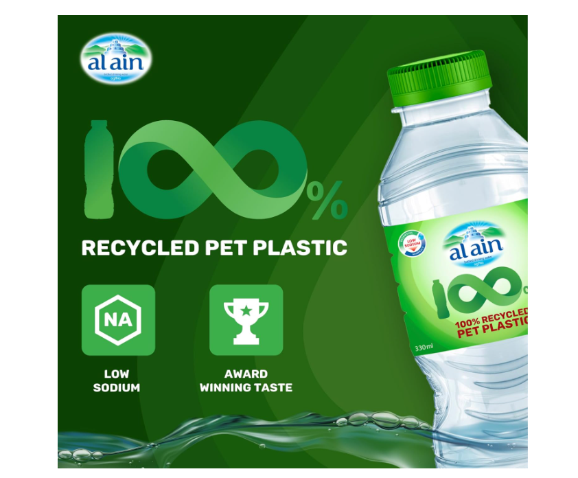 Al Ain Recycled PET Water 330ml, Pack of 12, Low Sodium Bottled Water, Sustainable, Eco Friendly Al Ain Water Bottle Material