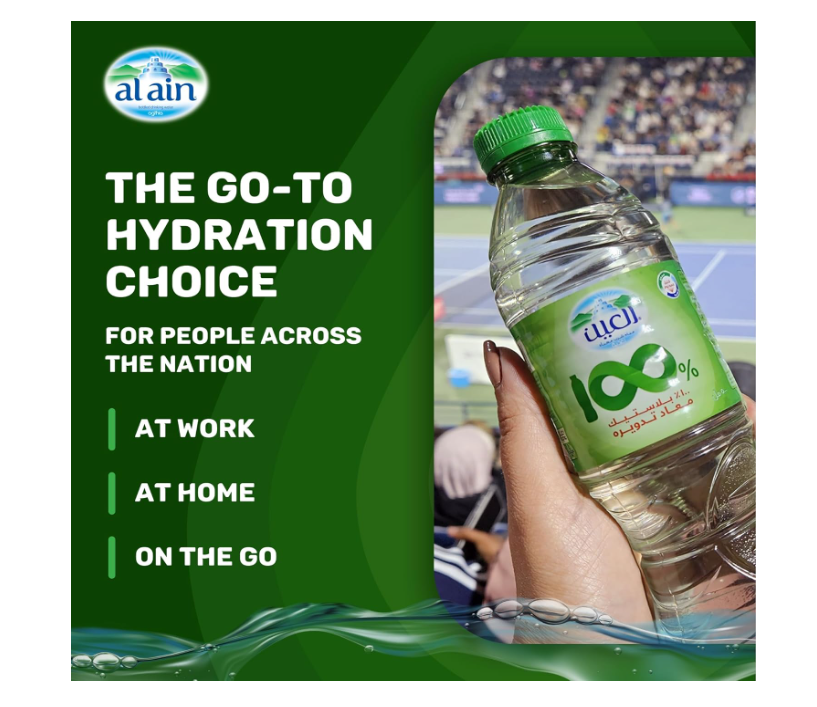 Al Ain Recycled PET Water 330ml, Pack of 12, Low Sodium Bottled Water, Sustainable, Eco Friendly Al Ain Water Bottle Material