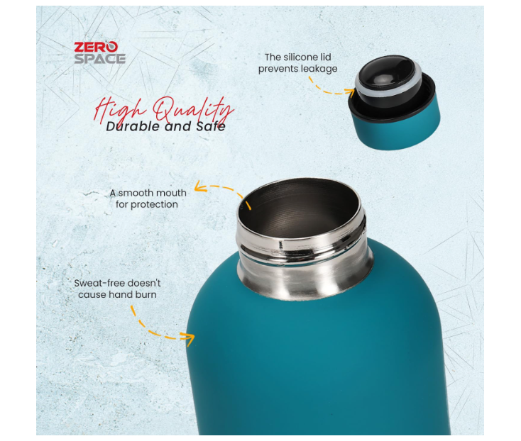 ZeroSpace Stainless Steel Water Bottle, 750ml Insulated Water Bottle for Kids School, Double Wall Water Thermos Flask for Hot & Cold Drinks, Sports Hot Water Bottle