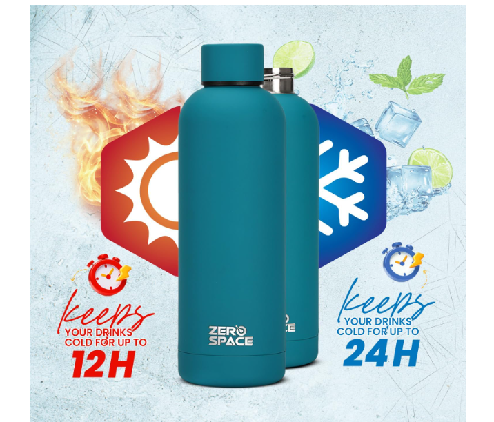 ZeroSpace Stainless Steel Water Bottle, 750ml Insulated Water Bottle for Kids School, Double Wall Water Thermos Flask for Hot & Cold Drinks, Sports Hot Water Bottle