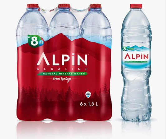 Alpin Alkaline Natural Mineral Water from Springs (6 x 1.5L)