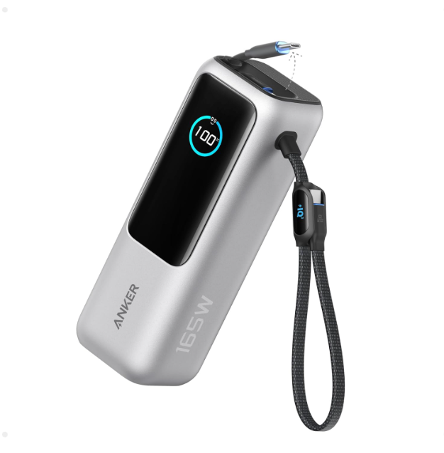 Anker Power Bank 25,000 mah 165W Ultra-Fast Portable Charger for Dual Laptops, Fast Charging Battery Pack with Built-In and Retractable Cables, For iPhone 17/16 Series, Samsung, and More